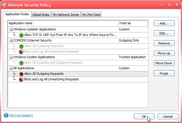 Network Security Rules Before Changes - No LAN