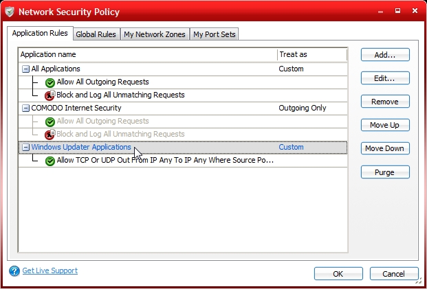 Network Security Rules Before Changes - No LAN